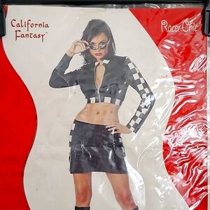 Racer Chic skirt set Costume size Medium with long sleeve checkered crop jacket